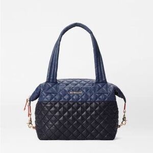 MZ Wallace Quilted Two-Tone Navy and Black Shoulder Bag
